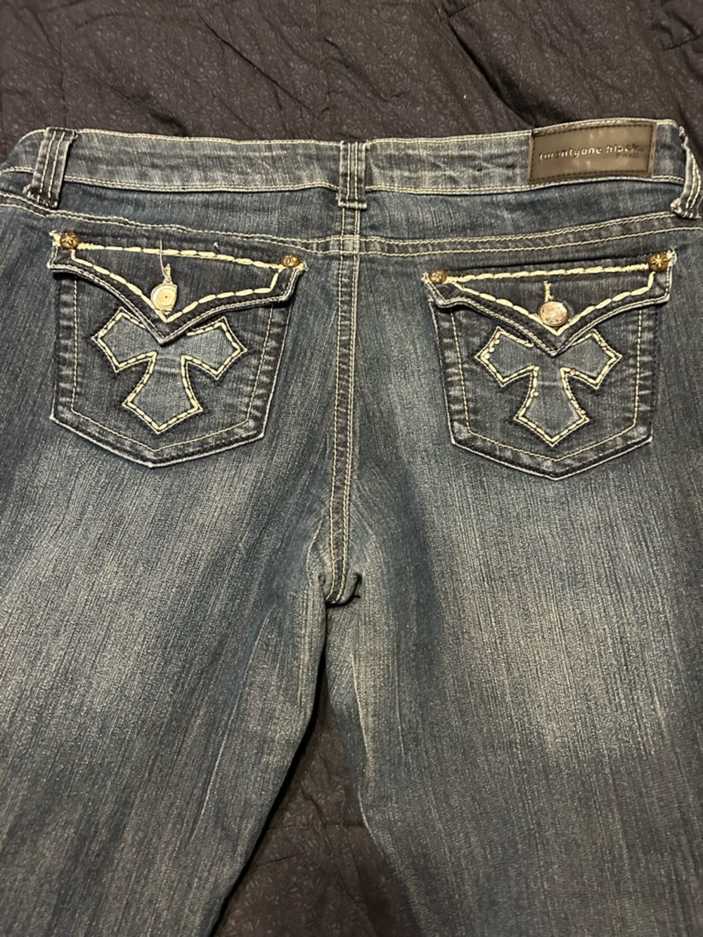 Rue21 Blue Denim Flare Jeans with Embroidered Back Pockets